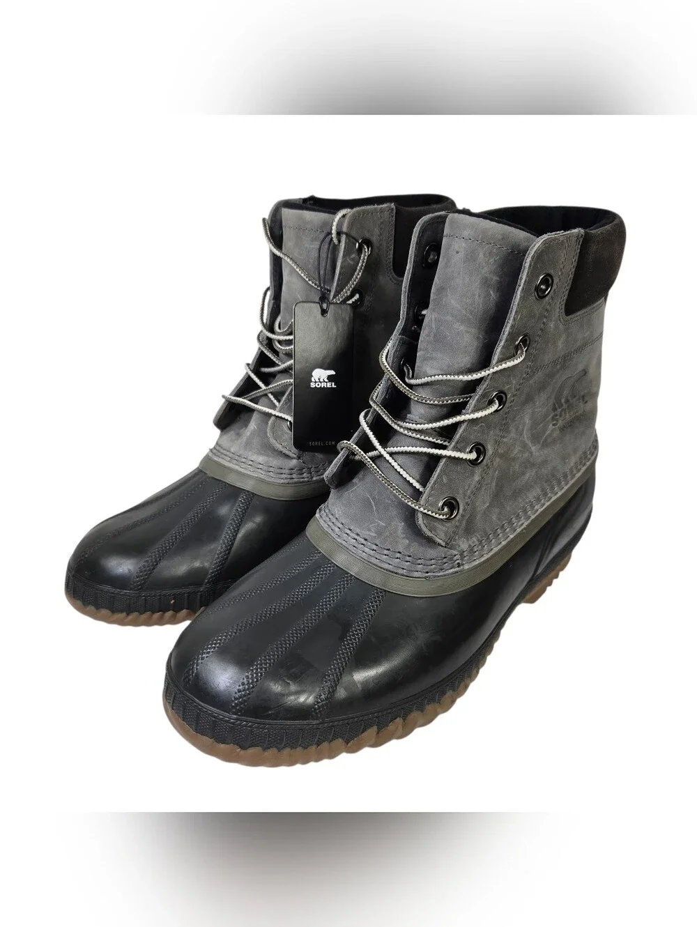 Sorel Men's Gray and Black Waterproof Lace-Up Rain & Snow Boots. Size 11.5